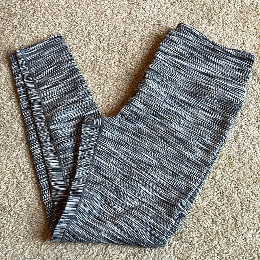 Zella black white stripe legging 27” length size large pants